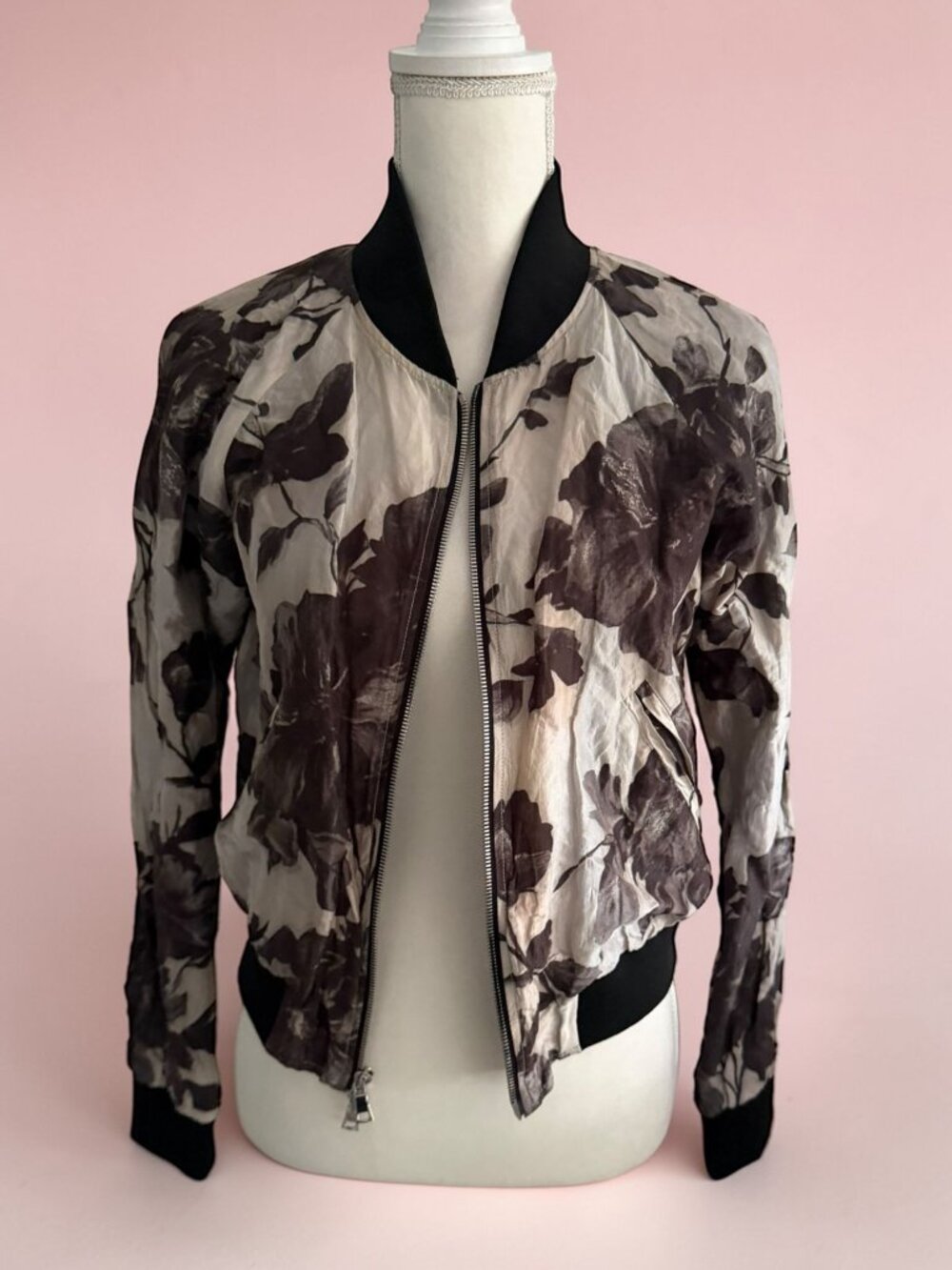 CALVIN RUCKER Floral Bomber Jacket Size Medium